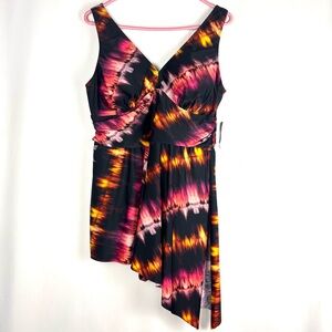 NWT Torrid Tie Dye Assymetrical Swim Suit Dress 1X